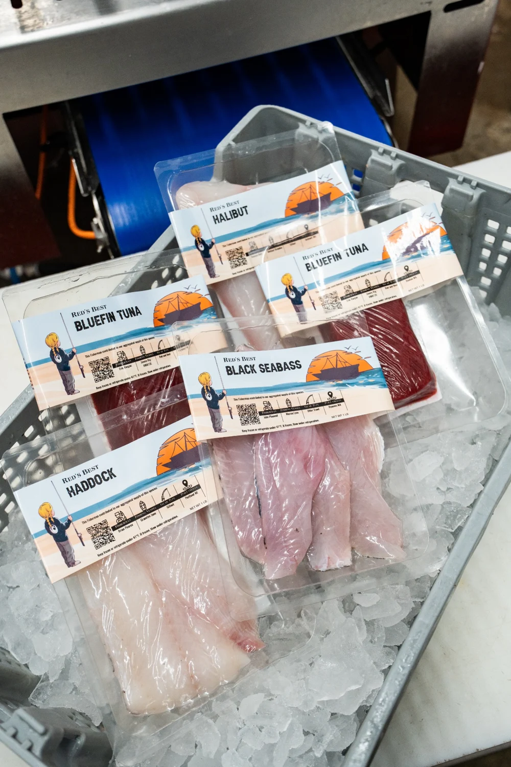Individually sealed portions of seafood